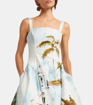 Oscar de la Renta Printed cotton-blend poplin midi dress | Thumbnail 5