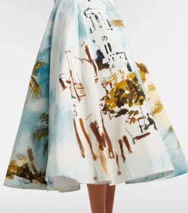 Oscar de la Renta Printed cotton-blend poplin midi dress | Thumbnail 6