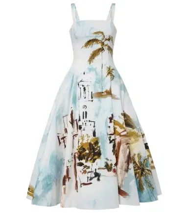Oscar de la Renta Printed cotton-blend poplin midi dress | Thumbnail 1
