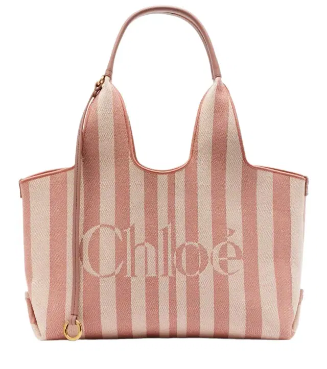 Chloe Chloé Chloé Stripy Large logo canvas tote bag