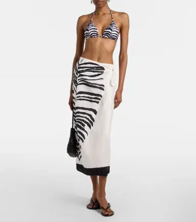 ViX Paula Hermanny Flora zebra-print linen-blend maxi skirt | Thumbnail 3