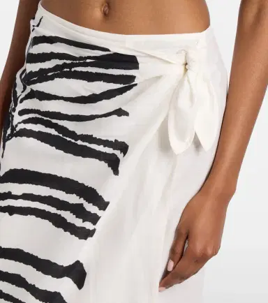 ViX Paula Hermanny Flora zebra-print linen-blend maxi skirt | Thumbnail 5