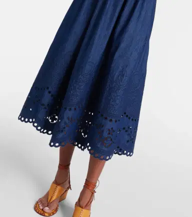 Zimmermann Mahon broderie anglaise denim midi dress | Thumbnail 4