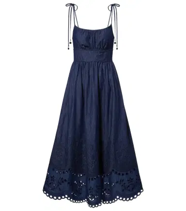 Zimmermann Mahon broderie anglaise denim midi dress | Thumbnail 1