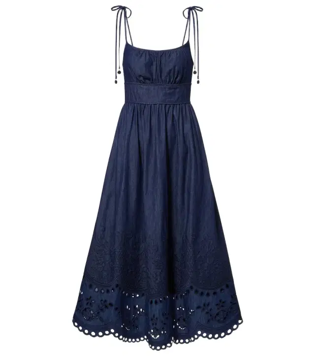 Mahon broderie anglaise denim midi dress