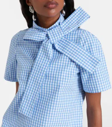 SHUSHU/TONG Bow-detail gingham cotton top | Thumbnail 3