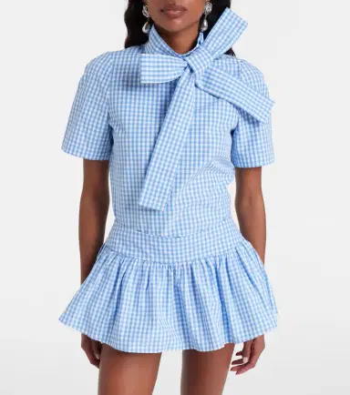 SHUSHU/TONG Bow-detail gingham cotton top | Thumbnail 4