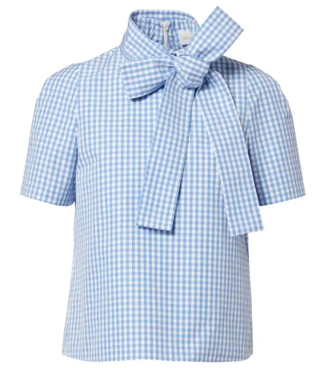 Bow-detail gingham cotton top