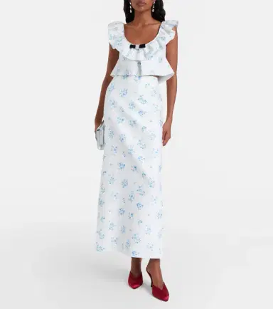 SHUSHU/TONG Floral ruffled cotton and silk top | Thumbnail 2