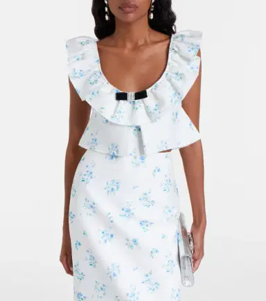 SHUSHU/TONG Floral ruffled cotton and silk top | Thumbnail 3