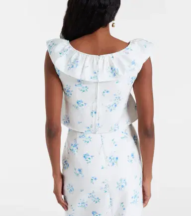 SHUSHU/TONG Floral ruffled cotton and silk top | Thumbnail 4
