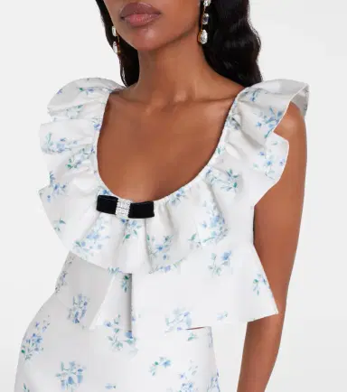 SHUSHU/TONG Floral ruffled cotton and silk top | Thumbnail 5