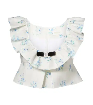SHUSHU/TONG Floral ruffled cotton and silk top | Thumbnail 1
