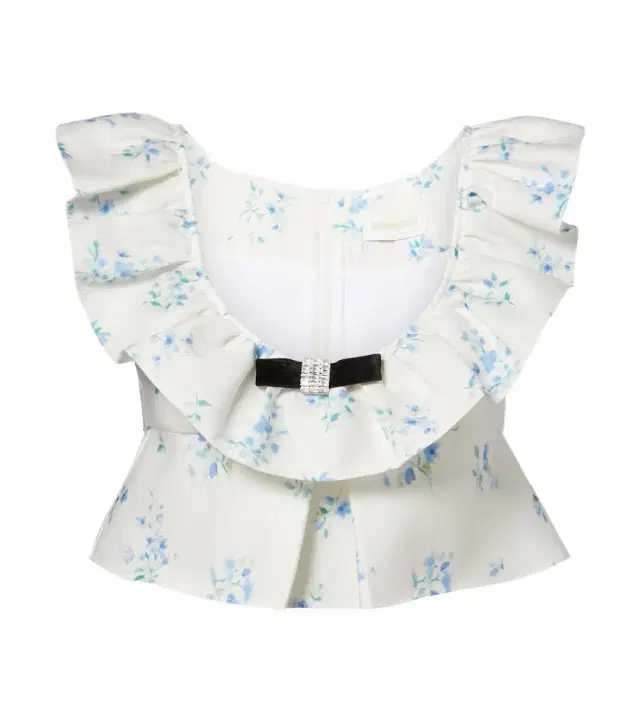 Shushu/Tong Floral ruffled cotton and silk top