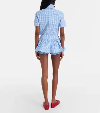 SHUSHU/TONG Gathered gingham cotton skort | Thumbnail 4