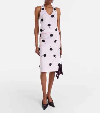 SHUSHU/TONG Floral-appliqué pencil skirt | Thumbnail 6