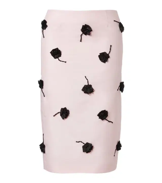 Floral-appliqué pencil skirt
