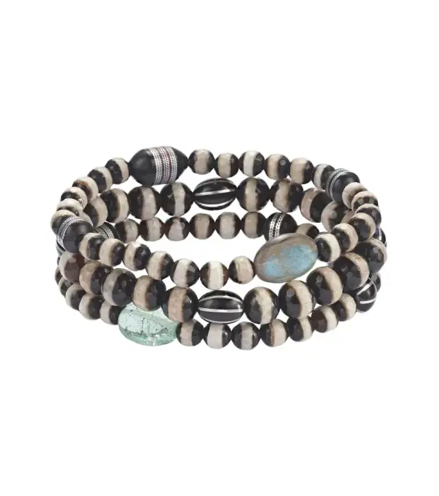 Set of 3 beaded bracelets with gemstones