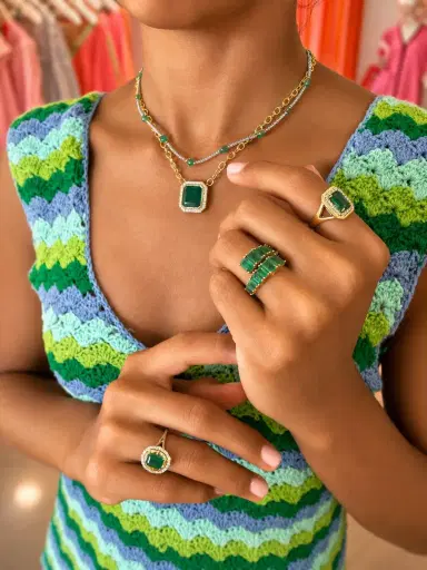 Wish Fine Jewelry 0.49ct Diamond Emerald 14K Gold Bezel Pendant | Thumbnail 3 Wish Fine Jewelry 0.49ct Diamond Emerald 14K Gold Bezel Pendant | Thumbnail 3