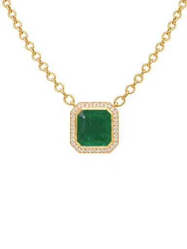 Wish Fine Jewelry 0.49ct Diamond Emerald 14K Gold Bezel Pendant | Thumbnail 1 Wish Fine Jewelry 0.49ct Diamond Emerald 14K Gold Bezel Pendant | Thumbnail 1
