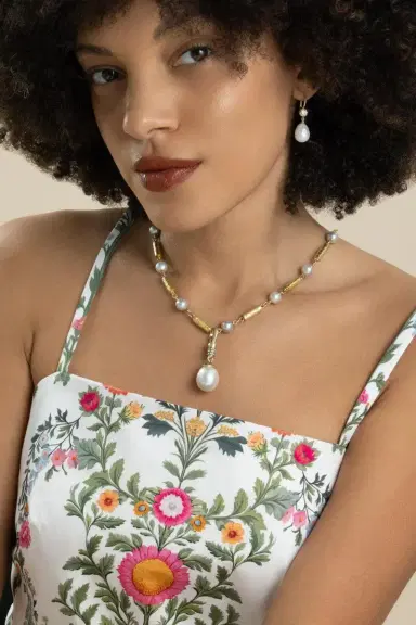 Sylva & Cie Akoya Pearl Bullet Necklace | Thumbnail 2