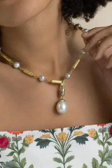 Sylva & Cie Akoya Pearl Bullet Necklace | Thumbnail 3
