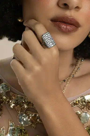 Sylva & Cie Black Diamond Old Euro Ten Table Ring | Thumbnail 2