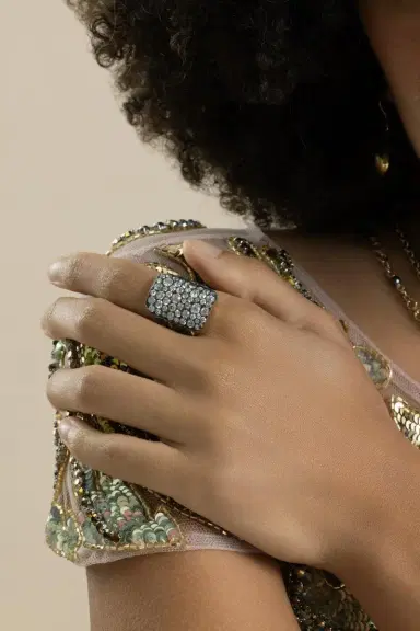 Sylva & Cie Black Diamond Old Euro Ten Table Ring | Thumbnail 3
