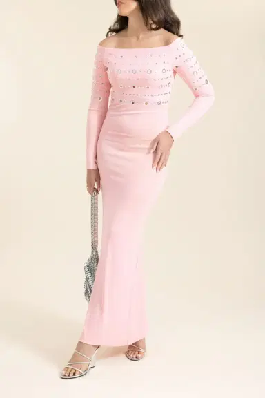 Rabanne Embellished Off The Shoulder Dress | Thumbnail 2