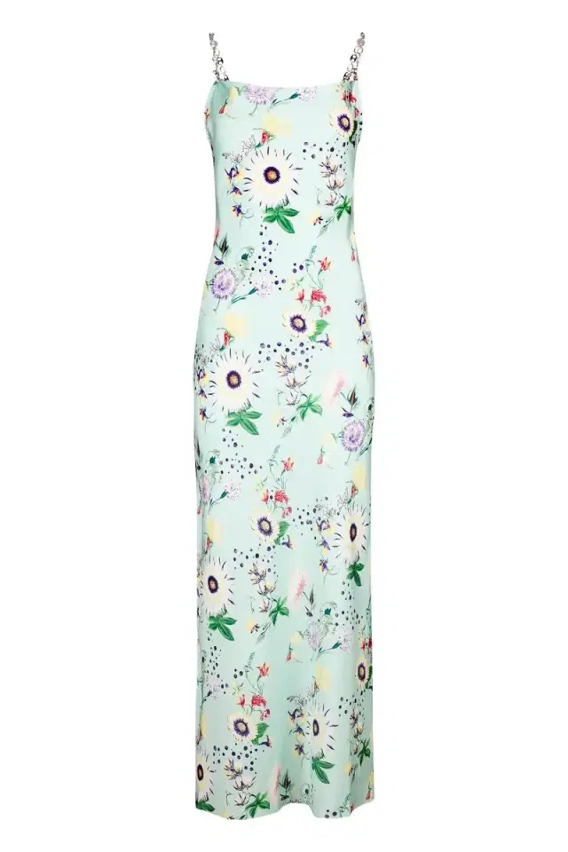 Rabanne Floral Chain Detail Slip Dress