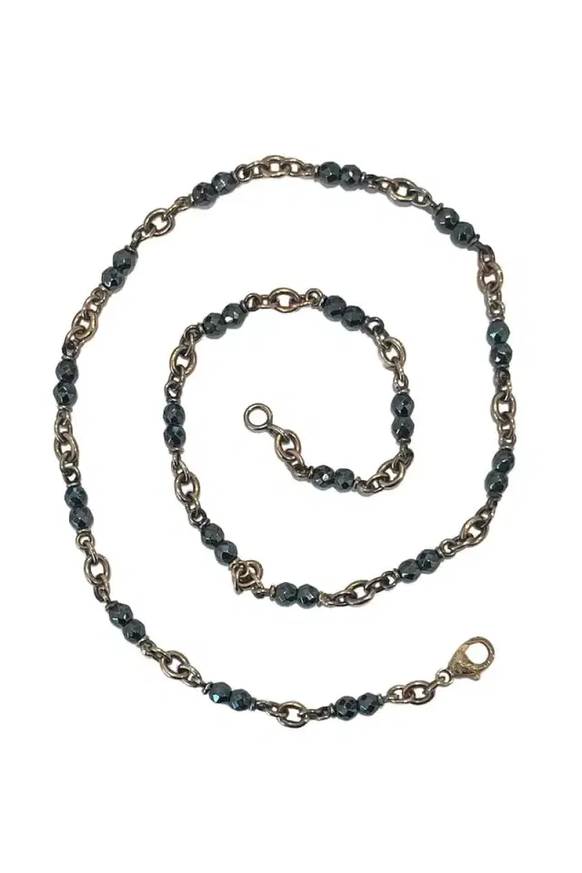 Sylva & Cie Hematite Bead Chain Necklace