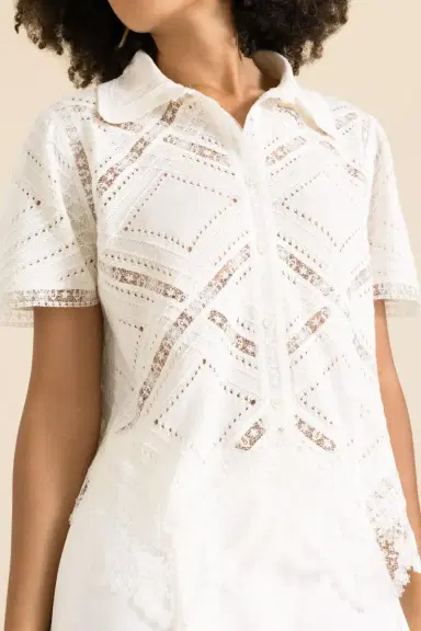 ERMANNO SCERVINO Short Sleeve Knit Shirt | Thumbnail 3