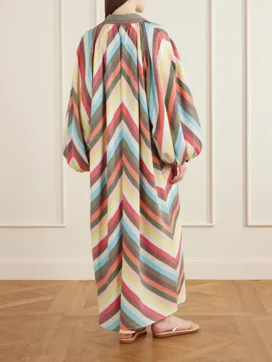 Marrakshi Life The Balloon Sleeve Touareg Striped Cotton Maxi Dress | Thumbnail 3 Marrakshi Life The Balloon Sleeve Touareg Striped Cotton Maxi Dress | Thumbnail 3