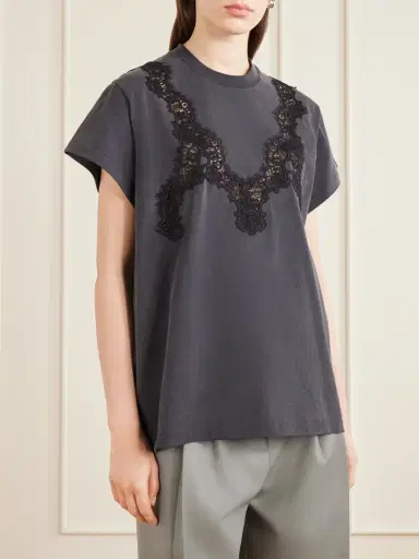 Stella McCartney Lace-trimmed Cotton-jersey T-shirt | Thumbnail 3 Stella McCartney Lace-trimmed Cotton-jersey T-shirt | Thumbnail 3