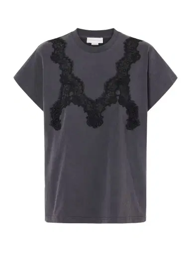 Stella McCartney Lace-trimmed Cotton-jersey T-shirt | Thumbnail 1 Stella McCartney Lace-trimmed Cotton-jersey T-shirt | Thumbnail 1