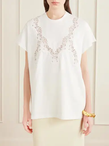 Stella McCartney Lace-trimmed Cotton-jersey T-shirt | Thumbnail 3 Stella McCartney Lace-trimmed Cotton-jersey T-shirt | Thumbnail 3