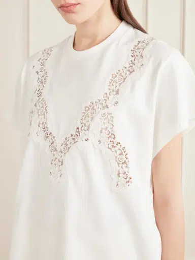 Stella McCartney Lace-trimmed Cotton-jersey T-shirt | Thumbnail 5 Stella McCartney Lace-trimmed Cotton-jersey T-shirt | Thumbnail 5