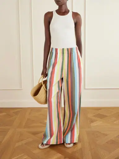 Marrakshi Life The Palazzo Striped Cotton Wide-leg Pants | Thumbnail 2