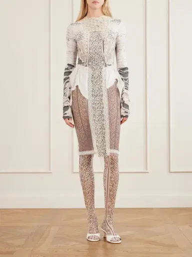 Dilara Findikoglu Past Edges Lace-trimmed Mesh Midi Skirt | Thumbnail 2