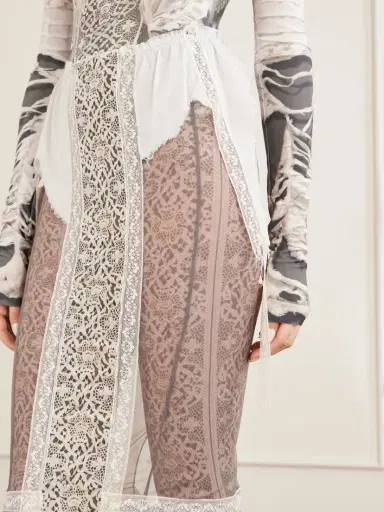 Dilara Findikoglu Past Edges Lace-trimmed Mesh Midi Skirt | Thumbnail 4
