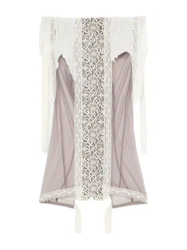 Dilara Findikoglu Past Edges Lace-trimmed Mesh Midi Skirt | Thumbnail 1