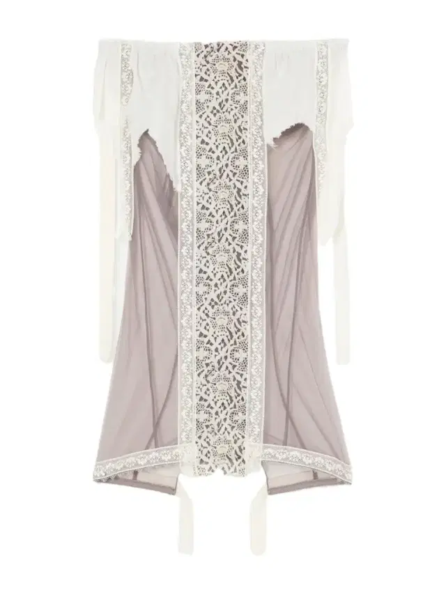 Past Edges Lace-trimmed Mesh Midi Skirt