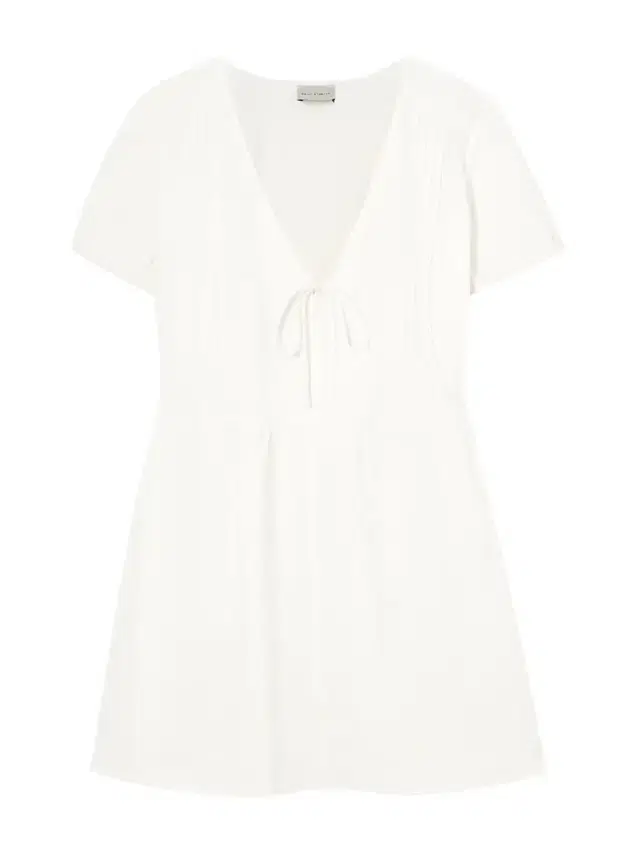 Pintucked Tie-detailed Organic Cotton Mini Dress