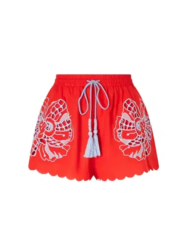 Farm Rio Embroidered Linen-blend Shorts | Thumbnail 1 Farm Rio Embroidered Linen-blend Shorts | Thumbnail 1