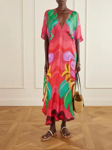 Farm Rio Printed Satin Coverup | Thumbnail 2 Farm Rio Printed Satin Coverup | Thumbnail 2