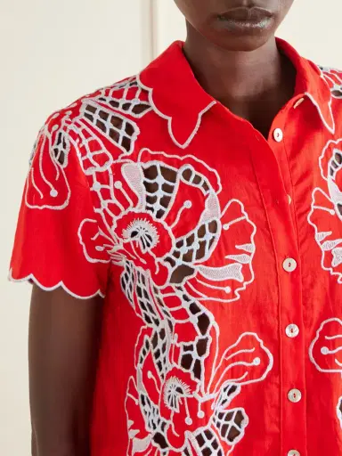 Farm Rio Floral-embroidered Linen-blend Coverup | Thumbnail 4