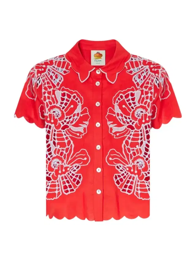 Floral-embroidered Linen-blend Coverup