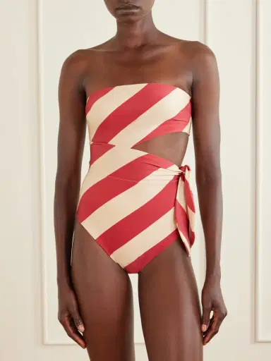 Zimmermann Roselight Tie Bandeau Striped Swimsuit | Thumbnail 2