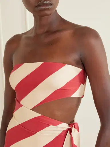 Zimmermann Roselight Tie Bandeau Striped Swimsuit | Thumbnail 4