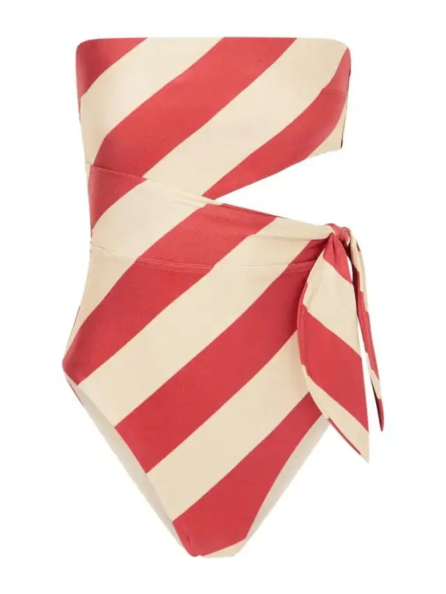 Zimmermann Roselight Tie Bandeau Striped Swimsuit